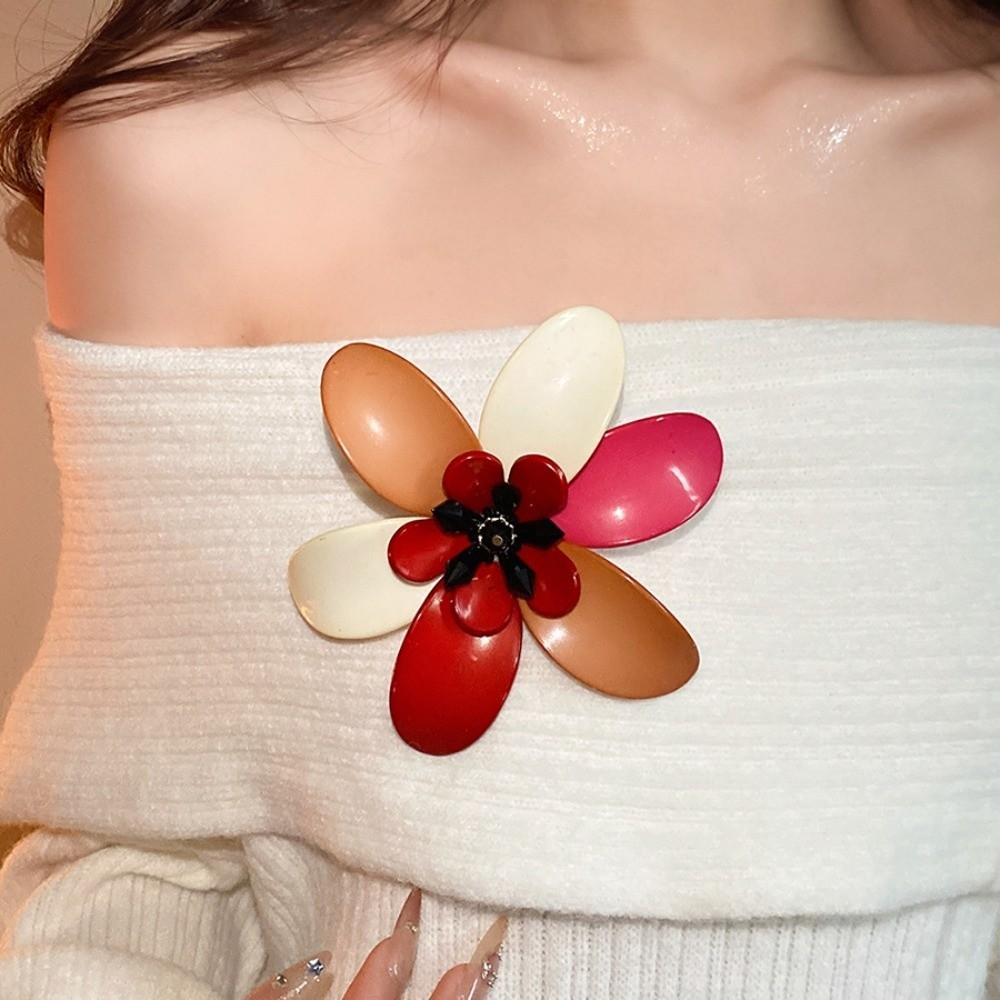 Exaggerated Acrylic Flower Brooch Vintage Colors Clothes Pin  Clothes Accessories