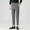 Winter fleece thickened men's casual pants with belt fashionable young men's nine-point pants fleece trousers
