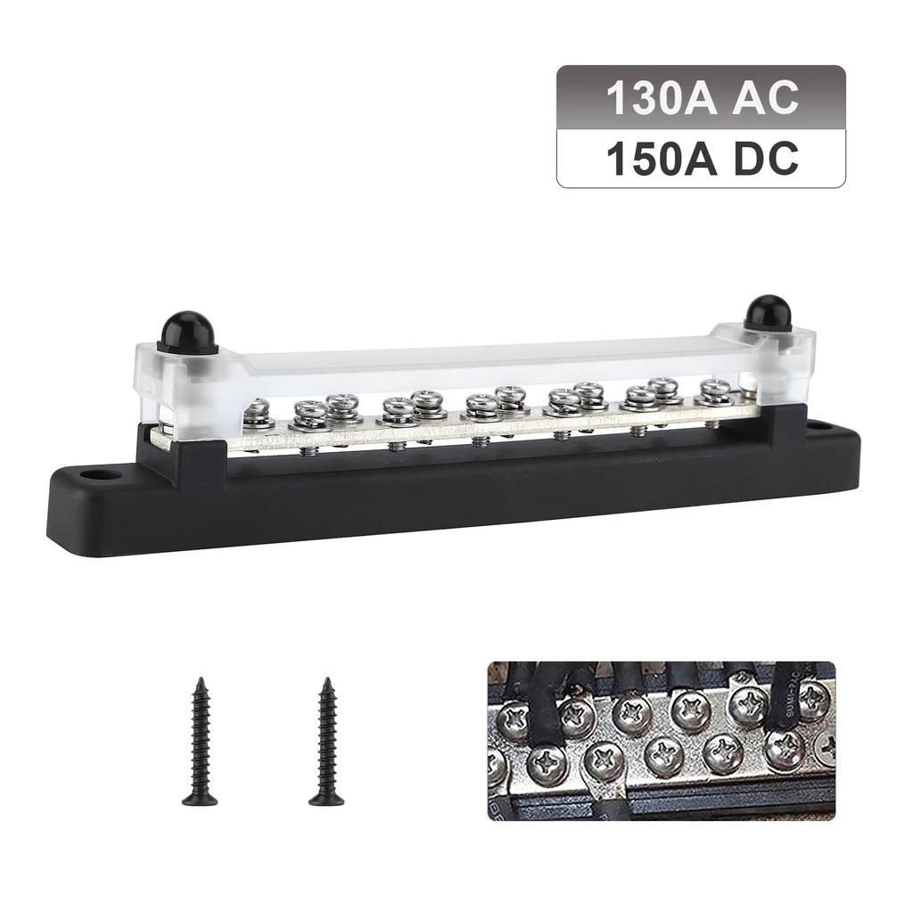 Dual Row 12 Terminal Bus Bar Kit 12 Way 150A Power Distribution Block Ground Terminal Block for Car Boat Trailer RV Wholesale