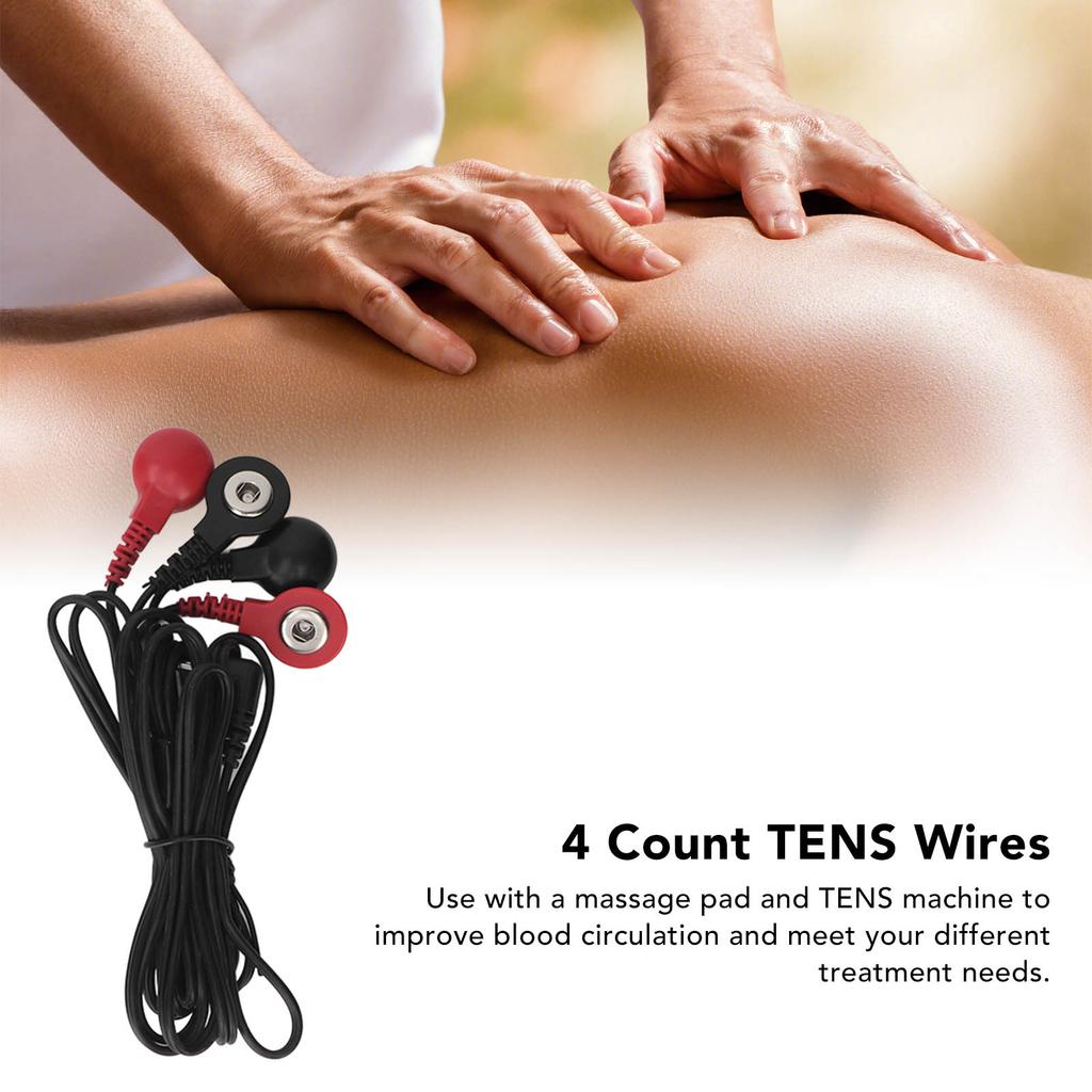 5 Stück TENS Ersatz-Zuleitungen 4 Druckknöpfe 4,6ft 2,5mm Meridianbehandlung TENS Geräte Elektrodenkabel Schwarz Rot