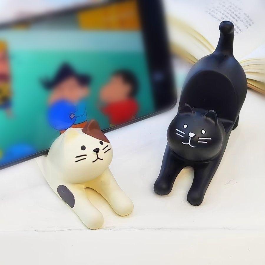 Cute Cat Resin Phone Holder – Lazy Bracket Desktop & Car Stand, Mini Portable Multi-Functional