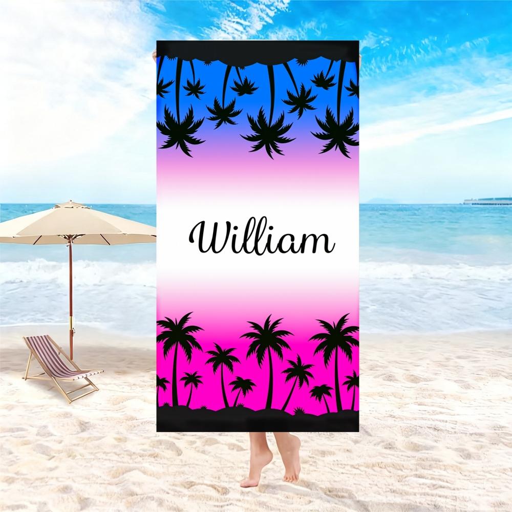Sea Flower Letter Printed Beach Towel Large Size Foldable Portable Soft Shower Bath Towel For Travel Camping Yoga Travel Towel