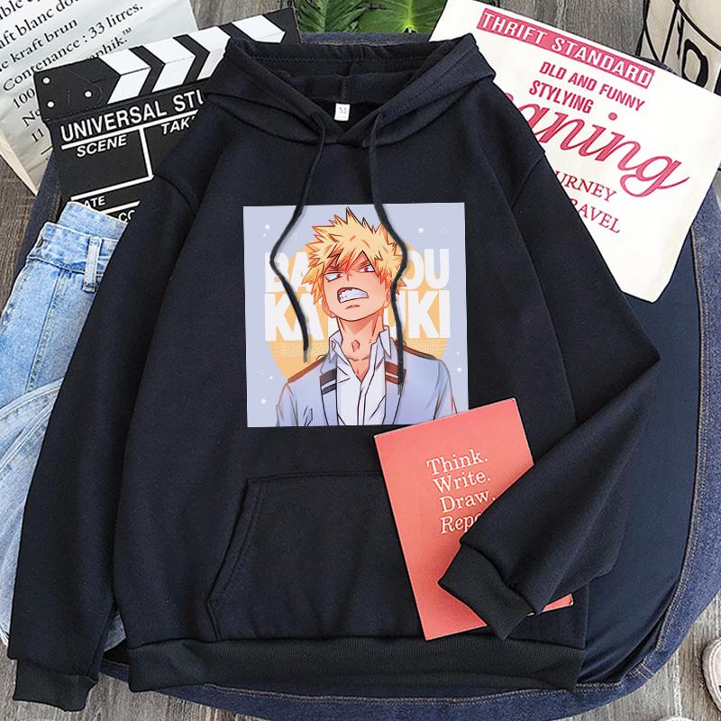 Толстовка с капюшоном My Hero Academia Katsuki Bakugo, японское аниме, уличная одежда, кавайный мультфильм, унисекс, свитер, повседневные зимние толстовки с капюшоном L