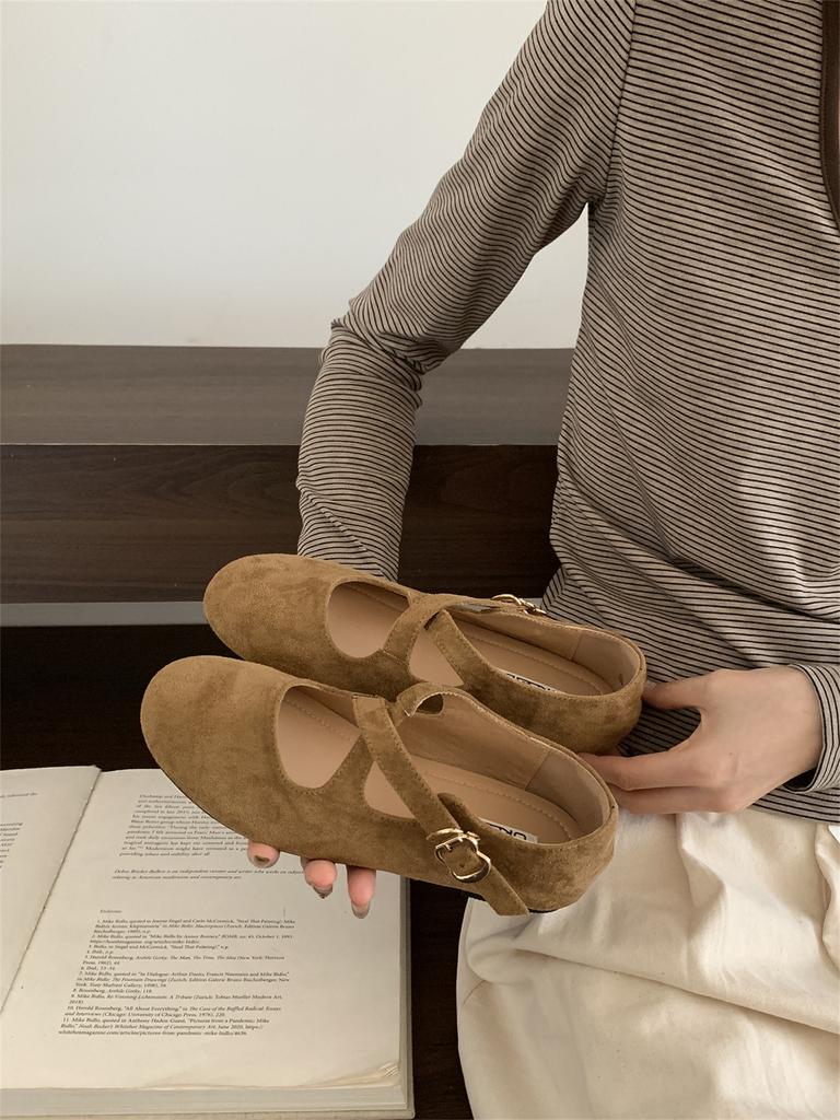 Flat Mary Jane Shoes Women's Shoes Spring and Autumn 2025 New Niche Leopard Print Cross Buckle with Round Head Retro Single Shoes