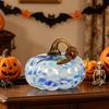 Mini Hand Blown Glass Pumpkin Ornament Collectible Thanksgiving Halloween Faux Crystal