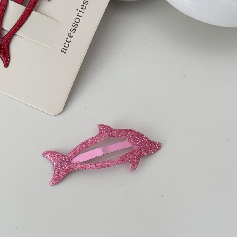 Colorful Snap Clip Girls Kid Hairpins Glitter Metal Hair Clip Dolphin with Glitter Handmade Hairpins Snap Hairpins