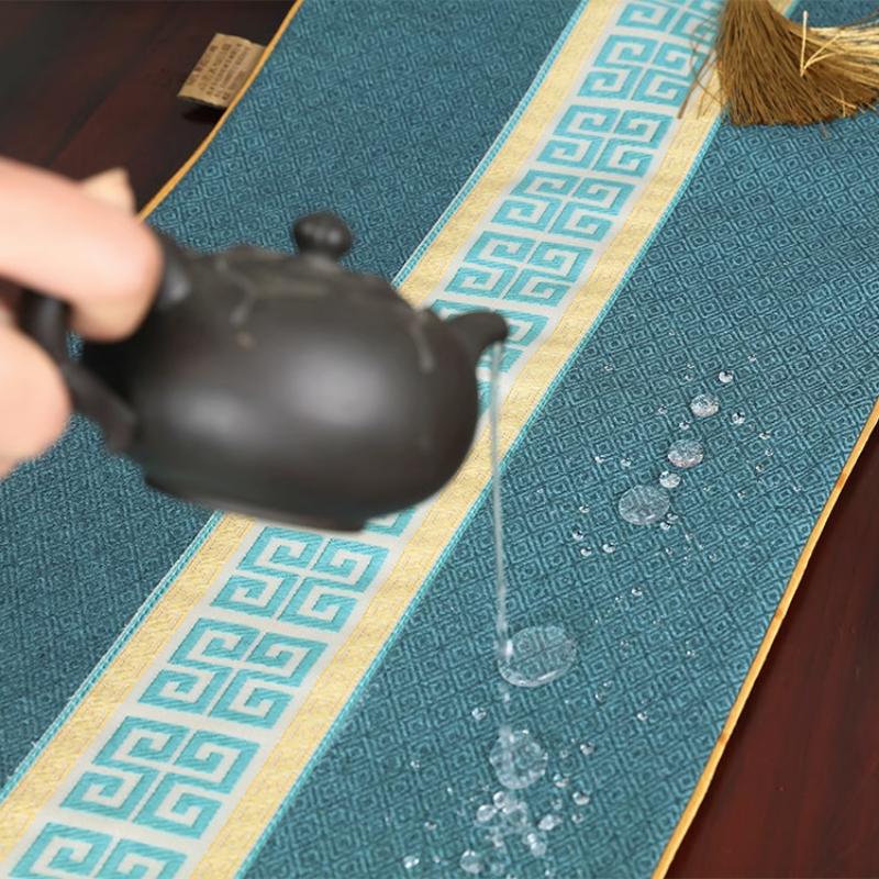 New Chinese Style Table Flag Modern Minimalist Zen Style Waterproof Tea Mat Long Tea Table Fabric Art Tablecloth