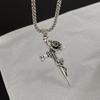 Versatile Crucifix Pendant Chain Rose Detailing Adjustable Necklace for Everyday Outfits Religious Accessory Jewelry