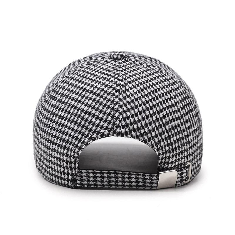 Women's Autumn Winter Houndstooth Rhinestone M Letter Baseball Cap Wool Warm Peaks Cap