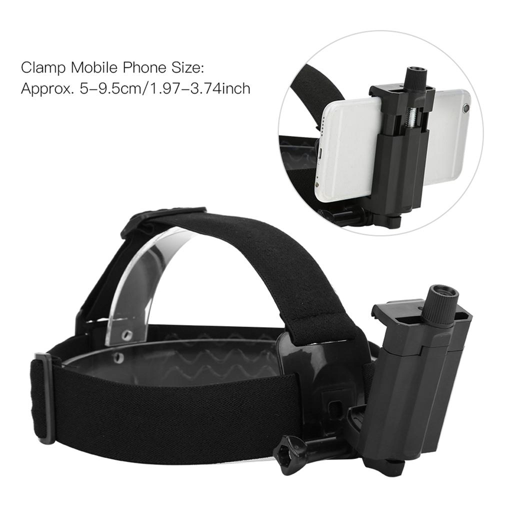 Plastic Black Outdoor Head Harness Strap Shooting Bracket Headband Mount for Motion Camera
