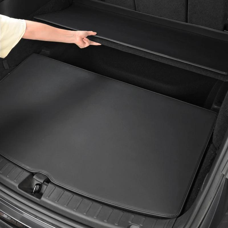 For Tesla Model Y Model 3 2017-2025 Leather Trunk Mats Rear Seat Back Protector Pad Backrest All Weather Liner Pet Anti-kick Pad