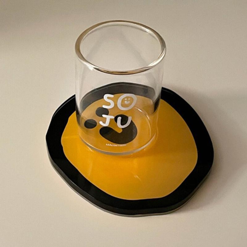 Cute Cartoon Acrylic Coaster Irregular Shapes Heat-Resistant Bowl Pad For Coffee, Tea, Hot Drinks Table Protectors Desk Decor