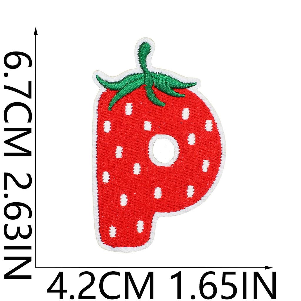 Strawberry English Letter Embroidery Cloth Sticker Bag Decoration 26 English Text Patch Stickers Heat Transfer Computer Embroidery Label
