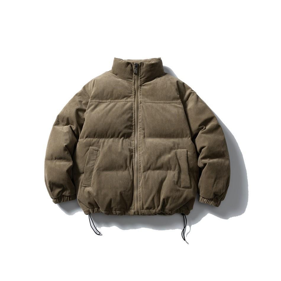 SwimSeed Retro Corduroy Puffer Jacket: Unisex Loose-Fit Stand Collar Winter Coat