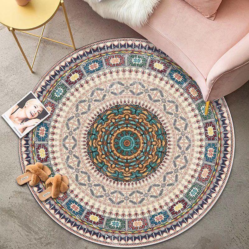 Bohemian Style Ethnic Style Home Carpet Hanging Basket Computer Swivel Chair Rocking Chair Floor Mat Bedroom Circular Carpet
