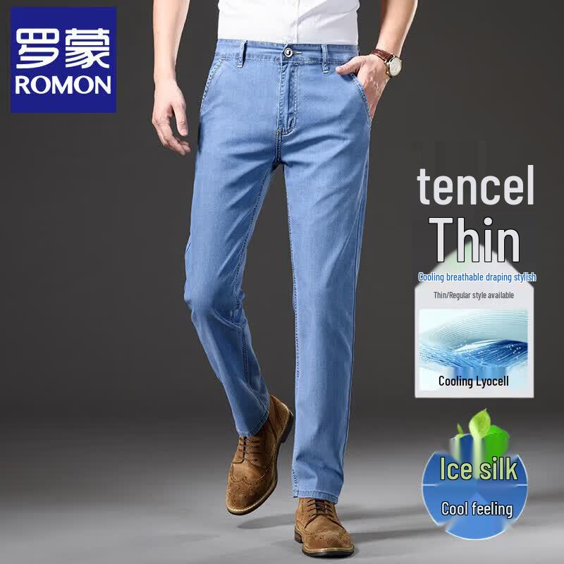 Romon Men s Tencel Blend Summer Straight Jeans 30