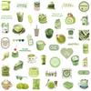 50Pcs Green Ins Style Matcha Dessert Cartoon Cute Fun Doodle Stickers Diy Water Cup Guitar Waterproof Decal Children'S Toy Gifts