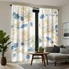 2PCS Digital Printed Curtains, White Flowers Blue Leaves Botanical Contrast, Window Drapes for Living Room Bedroom Home Decor