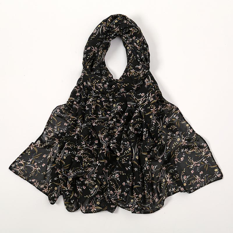 Modischer Blumenmuster Chiffon Schal Für Muslimische Frauen Chiffon Hijab Mode Damen Elegante Lange Schals Wickeltücher Fabrik