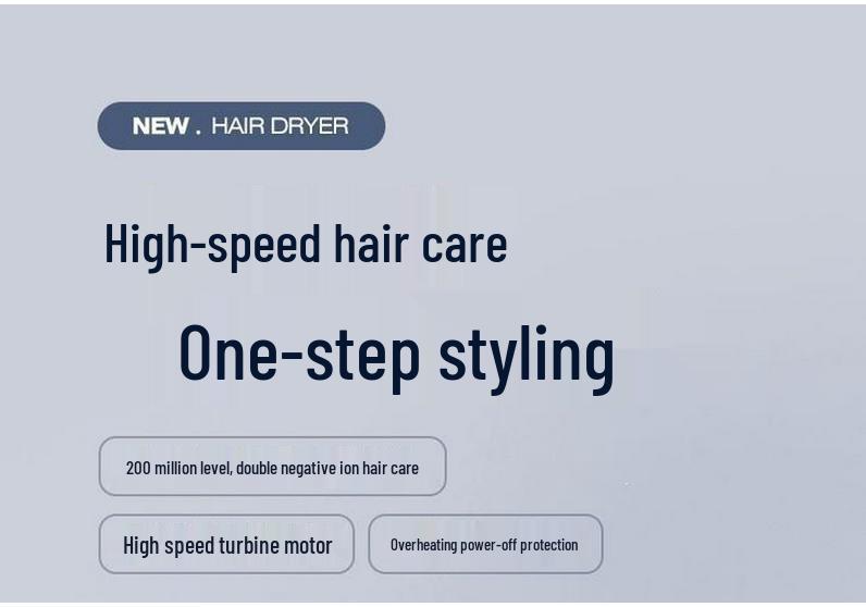 High-Speed Silent Hair Dryer with Negative Ion Technology for Quick Drying at Home or Salon