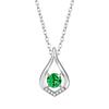 KIMIEVOL Emerald Synthetic May Drop Silver Gift Wrapping Included Women's Necklace, Birthstone, Motif, Platinum-Plated 925, Jewelry, Accessory,