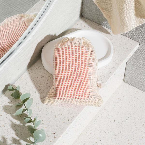 2 Siatkowe woreczki na mydło z czystej bawełny