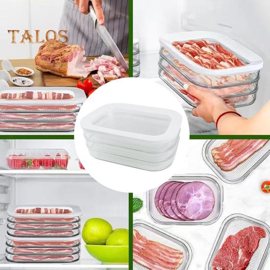 Fleischbehälter für den Kühlschrank, Speck, Mittagessen, Fleisch, stapelbare Frischhalteboxen mit Deckel, BPA-freie Behälter zur Essenszubereitung