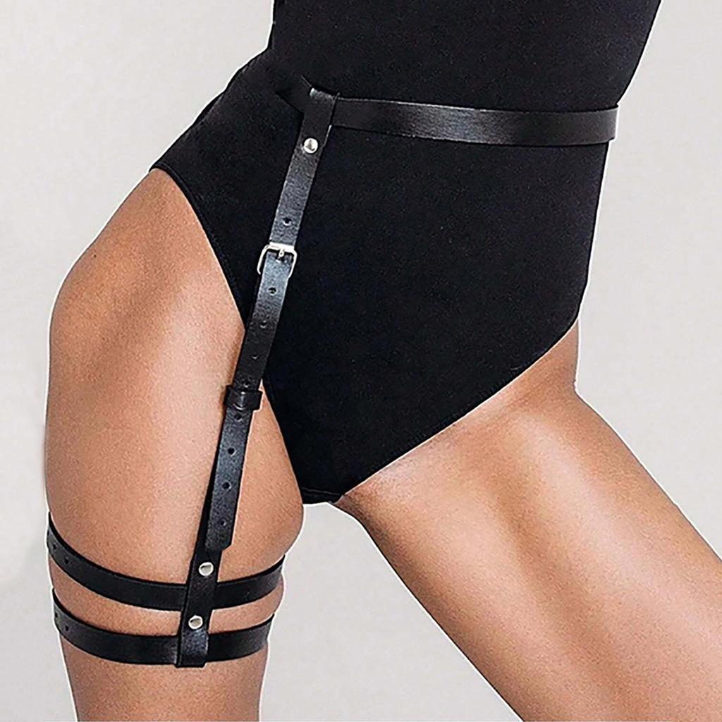 2 Pezzi Set di Cinture Imbracature Complete alla Moda da Donna, Imbracatura da Petto Gotica, Imbracatura da Coscia Punk, Cintura per Outfit da Rave da Donna.