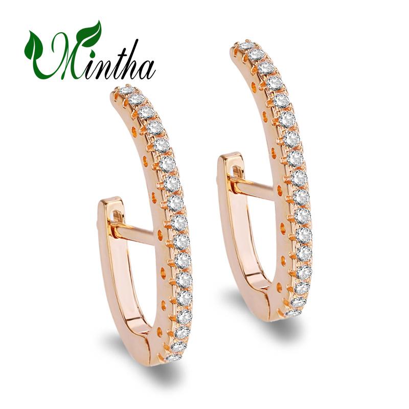 

Серьги-клипсы MINTHA, модные серьги цвета розового золота, свадебные повседневные модные украшения, серьги с геометрической формой из кубического циркония для женщин, свадебные серьги с геометрической формой