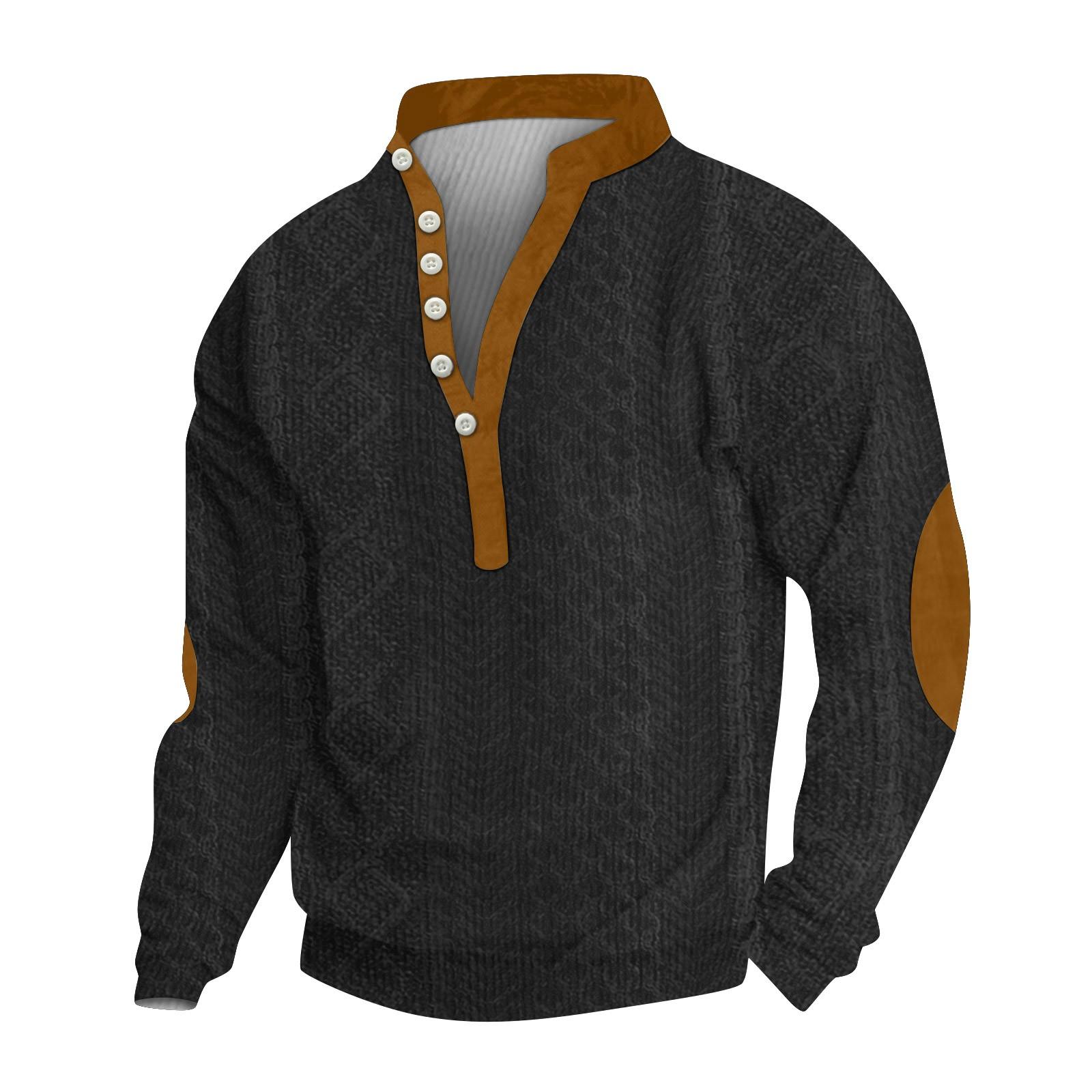 

Мужской вельветовый кардиган с длинными рукавами и шестью пуговицами L чёрный