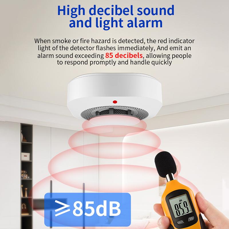 Independent Smoke Detector Sensor Fire Alarm System For Home Office Security Smoke Alarm Fire Protection Battery Powered