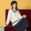 Basic House Women's Embroidered V-Neck Pullover Sweater
