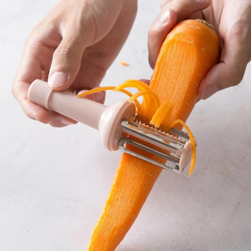 3 I 1 Skalare Frukt Grönsak Potatis Morot Gurka Multifunktionell Vass Rostfritt Stål Rivjärn Skalare Skiva Hem Kök Verktyg