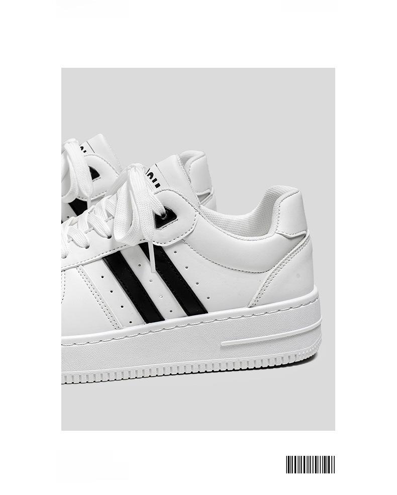 Men's Autumn Leather Breathable Casual Sneakers - Trendy All-Match White Shoes for Teenagers and Students