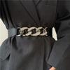 Versatile Elastic Simple Waist Belt With Gold And Silver Smooth Options Buckle