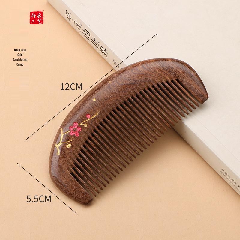 Black Gold Sandalwood Comb with Free Engraving - Hand-Painted Wooden Comb In High-End Gift Box, Perfect for Nurse's Day