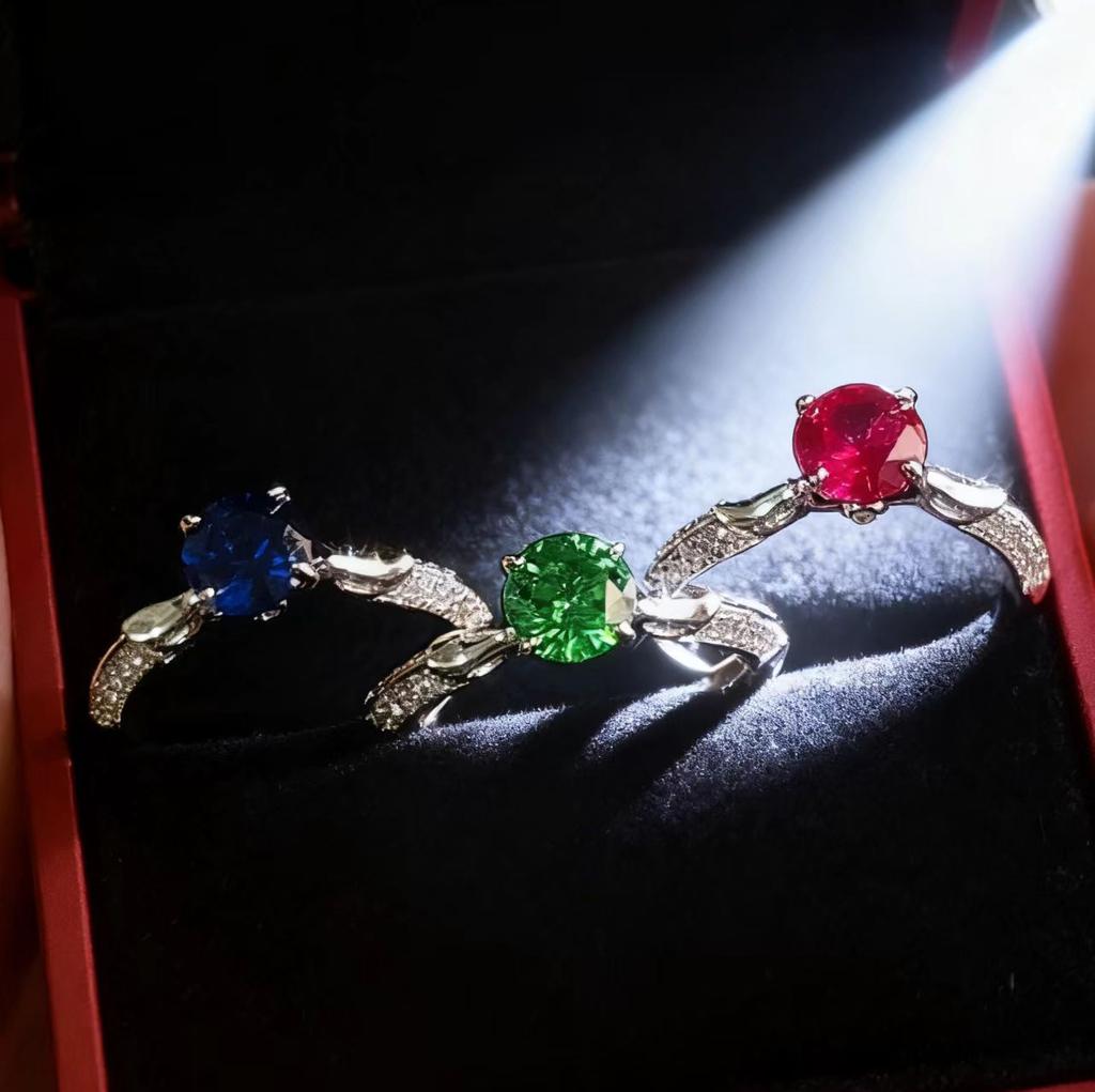 Fashion jewelry imitation natural emerald ring niche light luxury simple green zircon ring