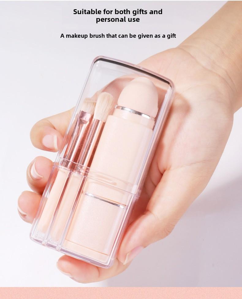 Přenosná sada zatahovacích štětců na make-up: Štětce na oční stíny, korektor a tvářenku