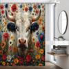 Skurriger Kuh- & Blumen-Duschvorhang - Bunte Blumen & Verspieltes Design, Wasserdichte Heimdekoration Verleiht Ihrem Badezimmer Spaß und Charme