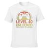 Level 40 Unlocked Funny Video Gamer 1985 40th Birthday Gift T Shirts Men Crew Neck Tees Short Sleeve Dad Father T-Shirt Clothes