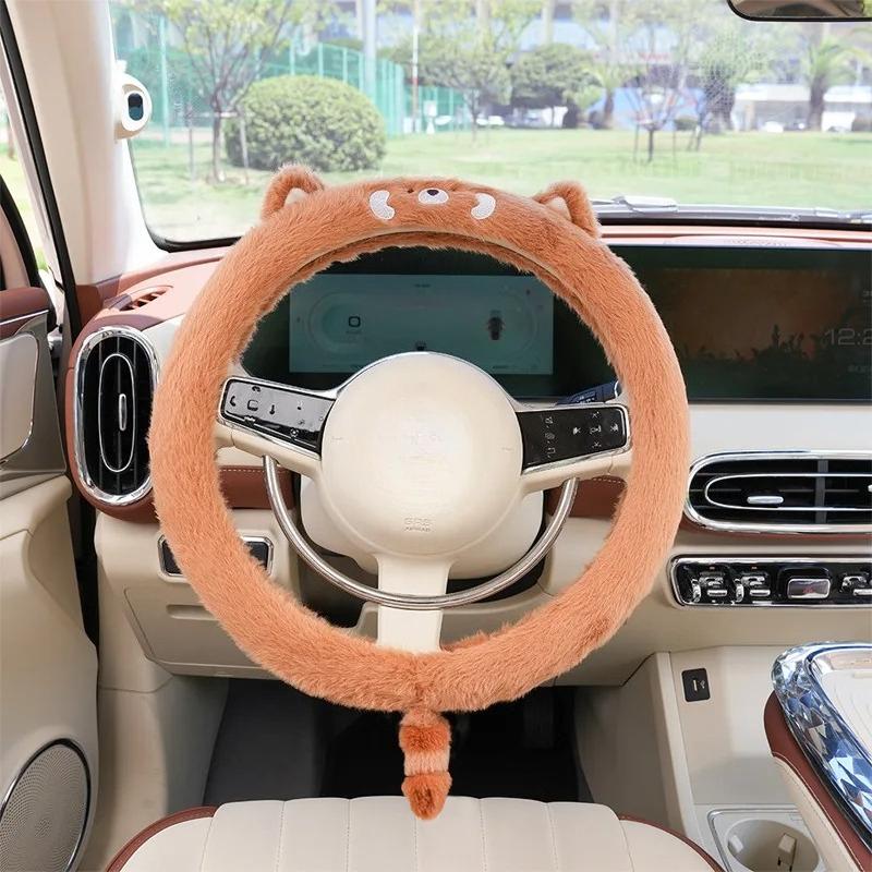 Universell Winter Warm Weich Plüsch Cartoon Bärenohr Auto Innenraum Auto Lenkradabdeckung Handgriff Abdeckung Auto Innenraum
