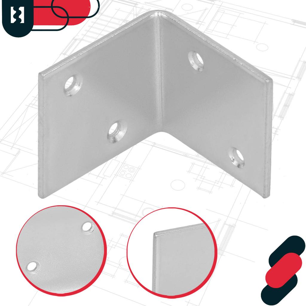 Kotarbau® Carpenter's Square Construction Connector Stainless Steel Galvanized 35 X 35 X 35 Mm Set Of 12 Pcs