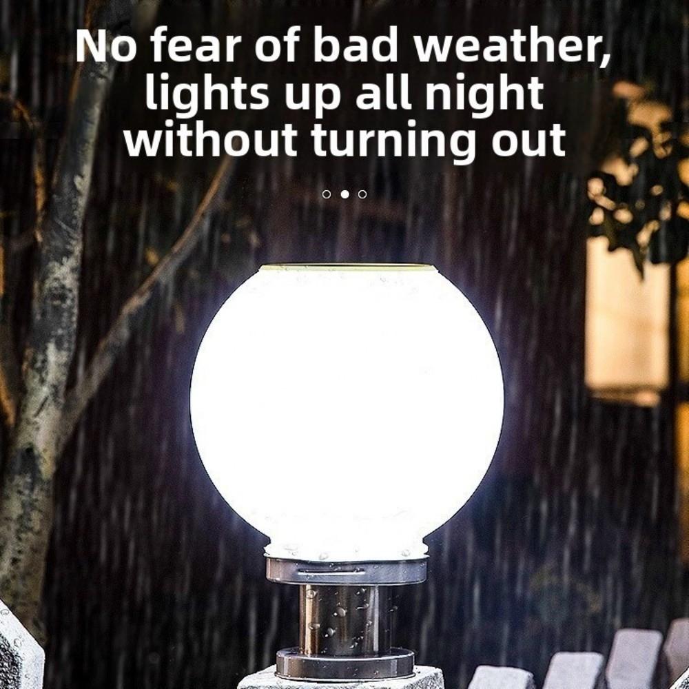Waterproof Solar Cell Pillar Lamp Stainless Steel LED Round Ball For Garden Villa Pillar