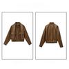 Red Short Soft Leather Jacket for Women Spring Autumn Loose Fit Casual Coat Petite Size