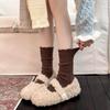 Rhombus Lace Autumn And Winter Stacking Socks Children'S Knitted Warm Medium Tube Calf Socks Basic Solid Color Boneless Soft Waxy Cotton Socks