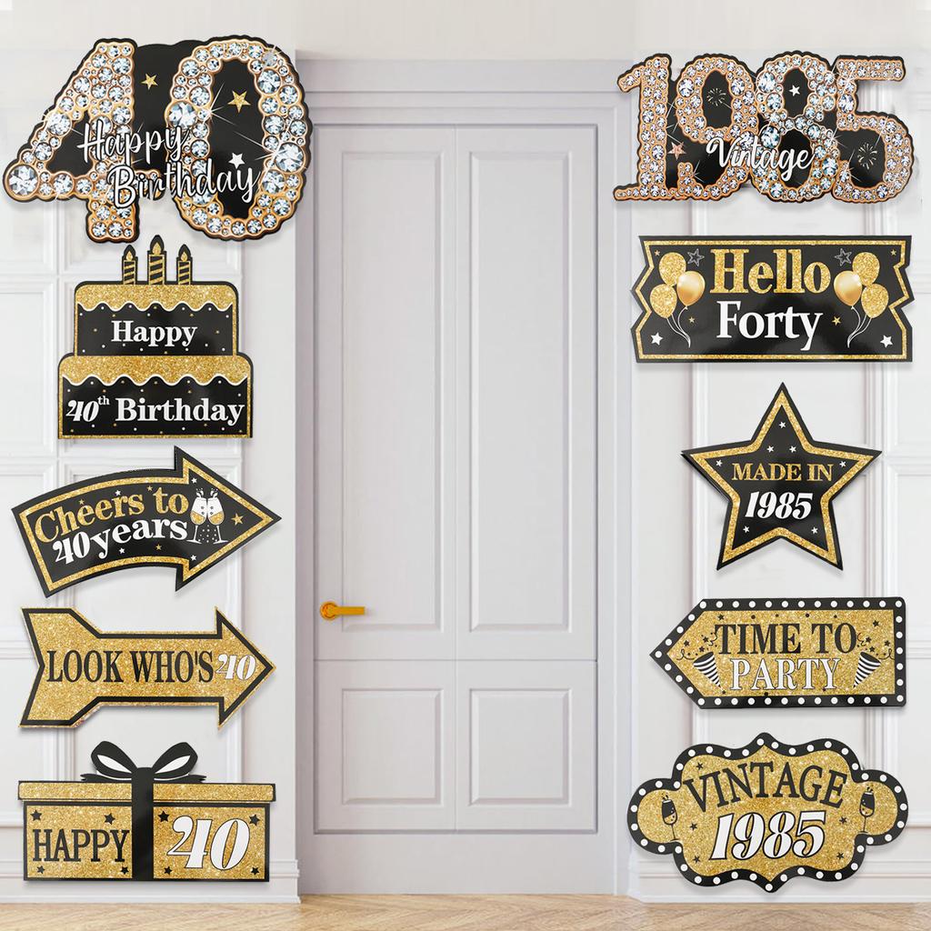 Black Gold Birthday Decor Rose Gold Birthday Party Sign Party Decorations Happy 18th 30th 50th Birthday Party Decorations Signs