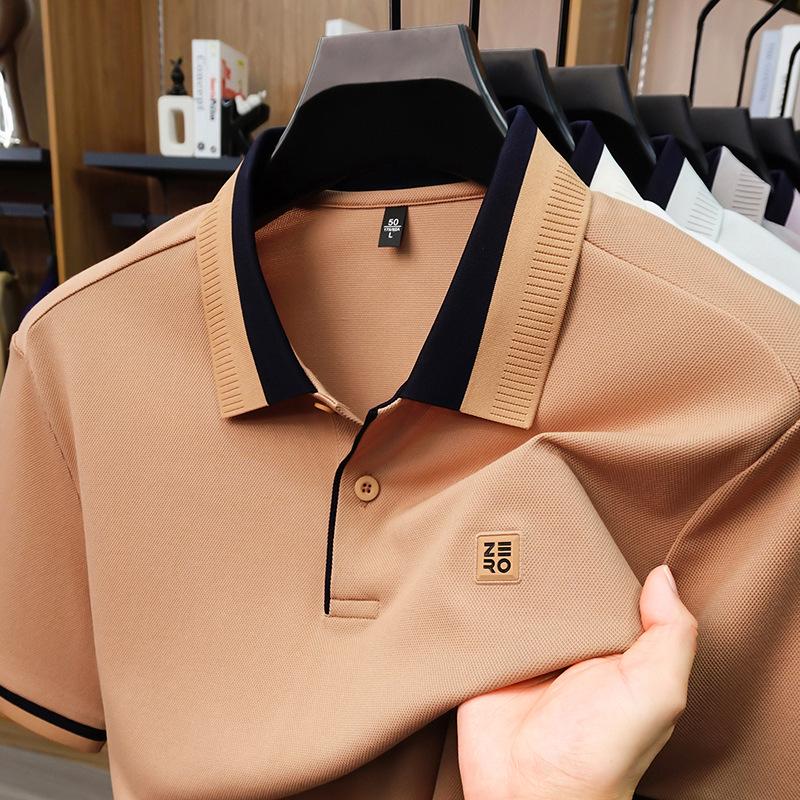 Men's Bamboo Fiber Short-Sleeve Polo - Casual, Fashionable, Breathable, Lapel T-Shirt
