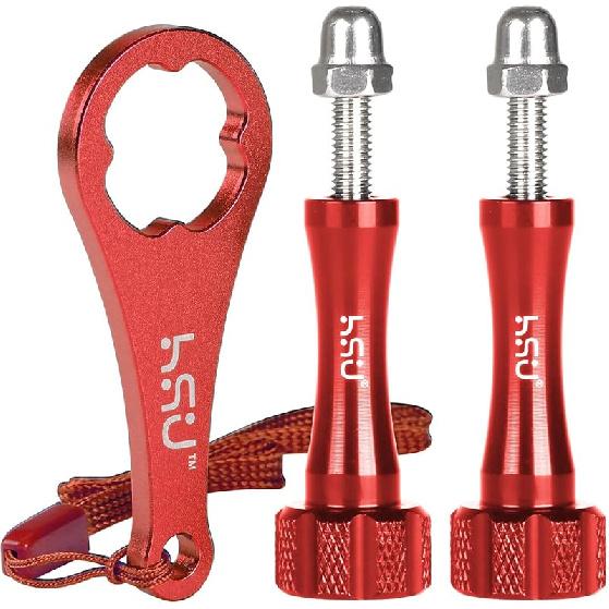 HSU Aluminum Alloy Thumbscrew Set (Extension)+ Wrench for Gopro Hero 13, 12, 11, 10, 9, 8, 7, 6, 5, 4, Compatible with GoPro Media Mod, AKASO Campark красный