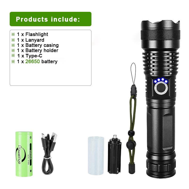 300W LED Hochleistungs-Taschenlampe Long Shot 3500M Starke Lichtlaterne Wiederaufladbare Lampe Outdoor Camping Wanderlichter