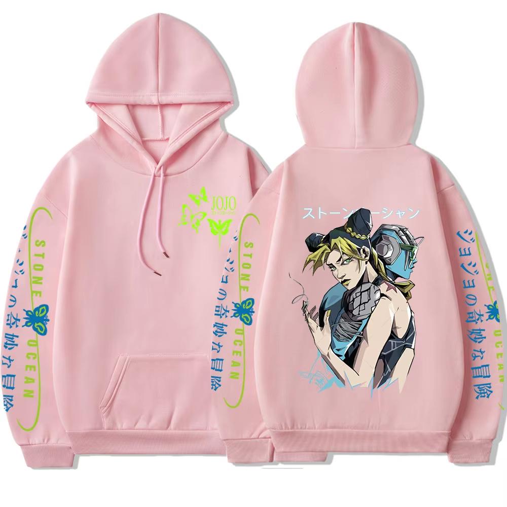 Anime JoJo Bizarre Adventure Stone Ocean Hoodie Jolyne Cujoh Print Hooded Men Women Hoodies Harajuku Streetwear Male Sweatshirt